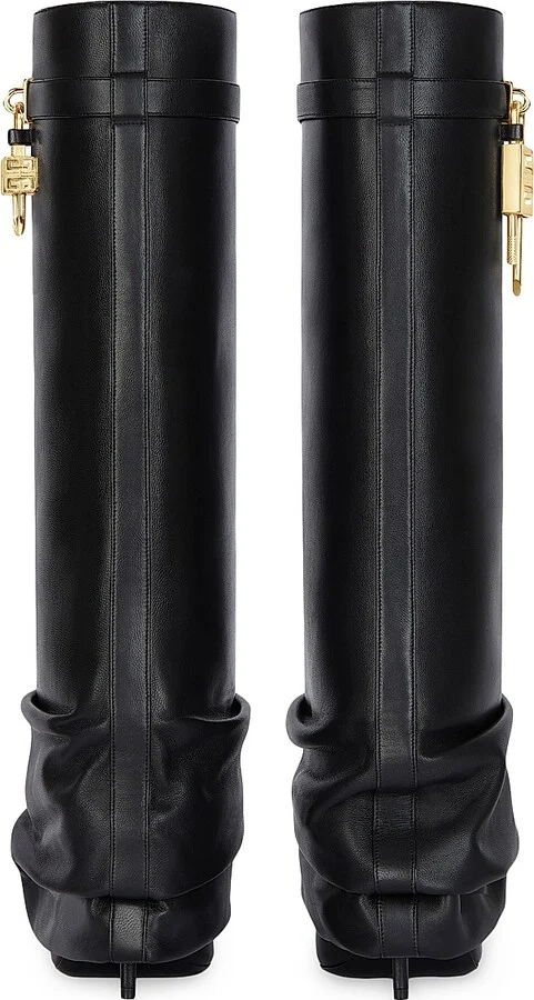 Women's Shark Lock Stiletto Boots in Nappa Leather - Black - Size 6 - Image 5