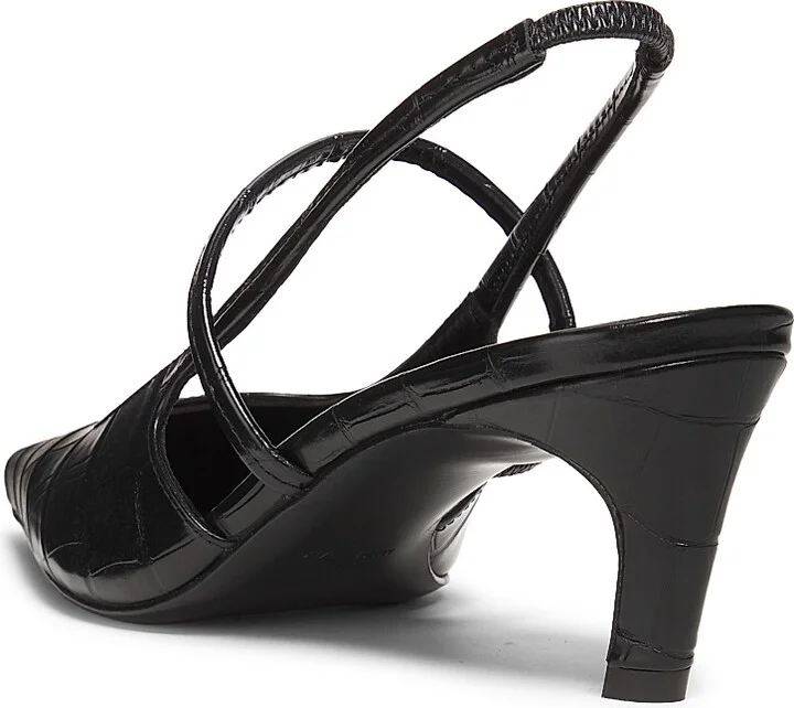 Women's Sharp 50MM Croc-Effect Leather Slingback Pumps - Black - Size 5 - Image 3
