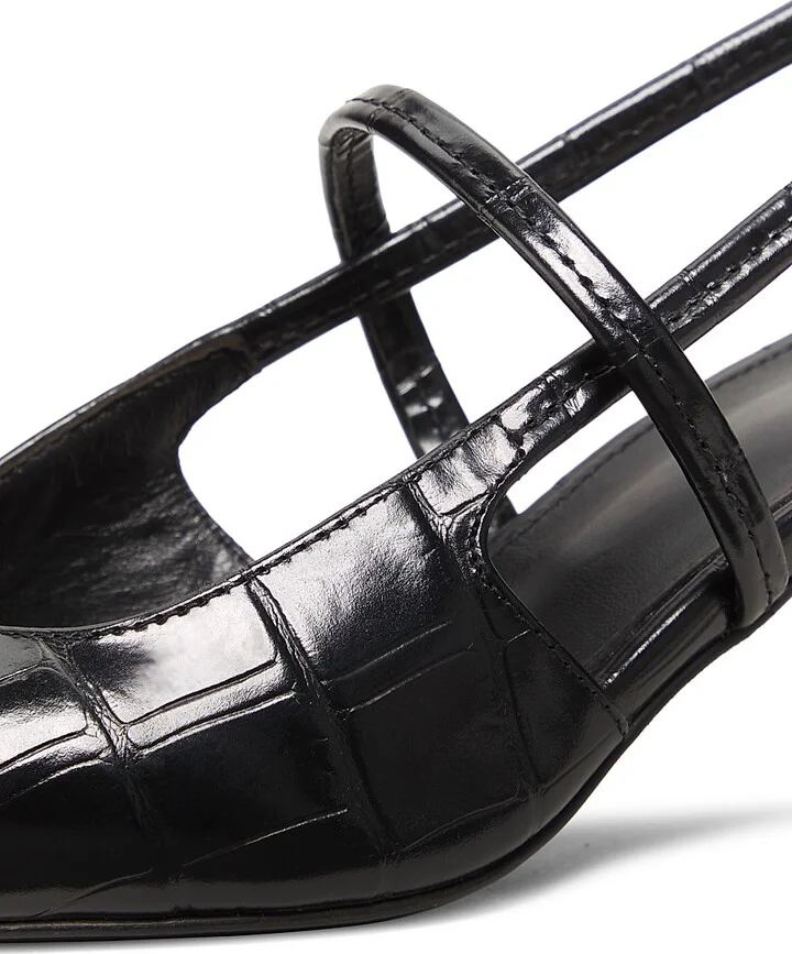 Women's Sharp 50MM Croc-Effect Leather Slingback Pumps - Black - Size 5 - Image 5