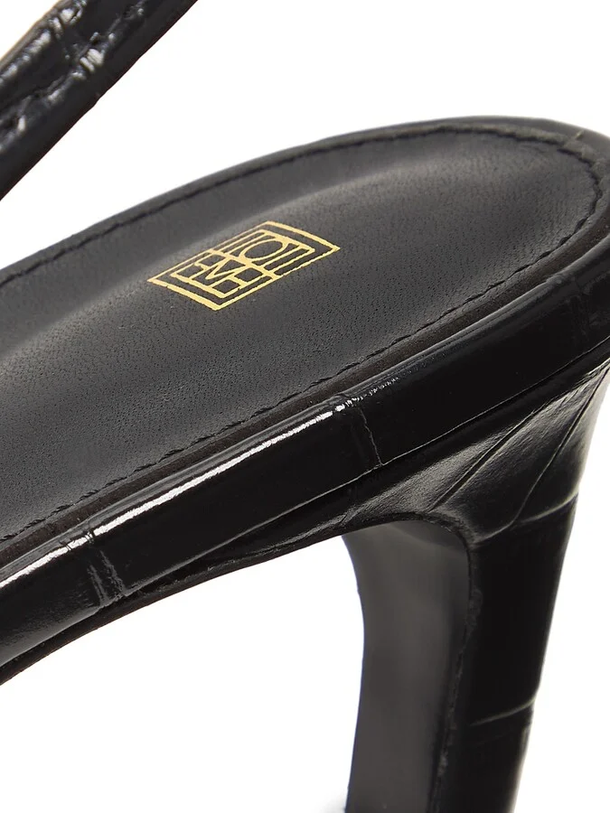 Women's Sharp 50MM Croc-Effect Leather Slingback Pumps - Black - Size 5 - Image 6