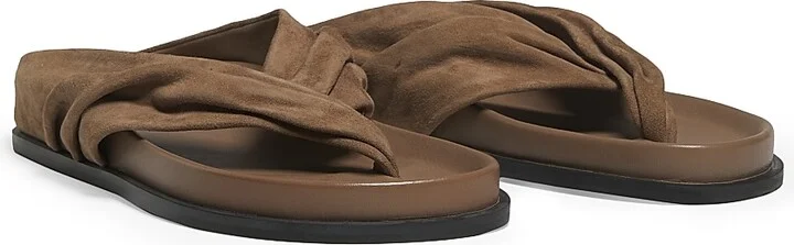Women's Shaw Gathered Suede Sandals - Caribou Suede - Size 5 - Image 2
