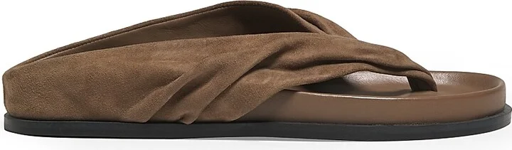 Women's Shaw Gathered Suede Sandals - Caribou Suede - Size 5