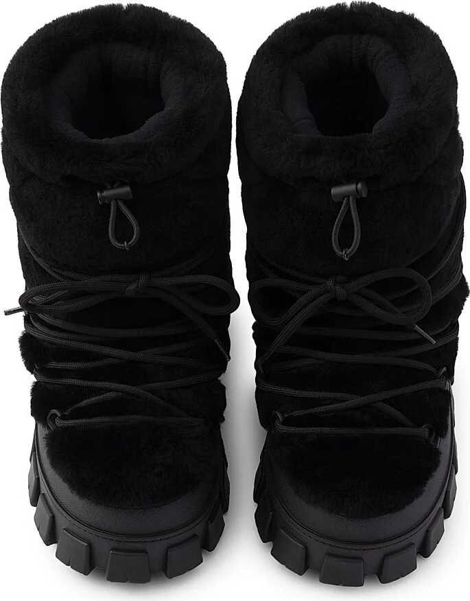 Women's Shearling Après Ski Booties - Black - Size 5 - Image 2