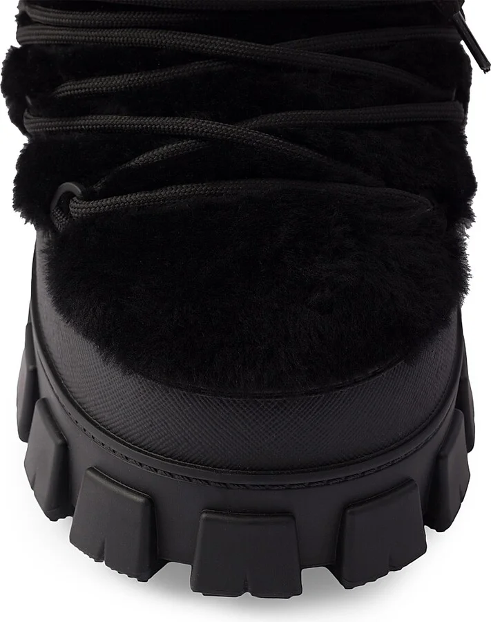 Women's Shearling Après Ski Booties - Black - Size 5 - Image 4
