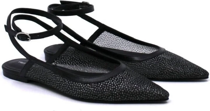 Women's Sheer Glitter Jules Flats In Black