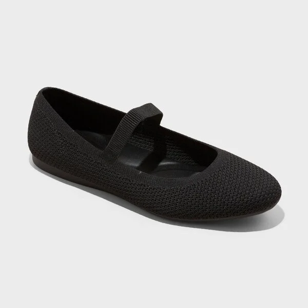 Women's Shiloh Knit Mary Jane Flats - A New Day™ : Pull-On, Removable Footbed, Machine Washable
