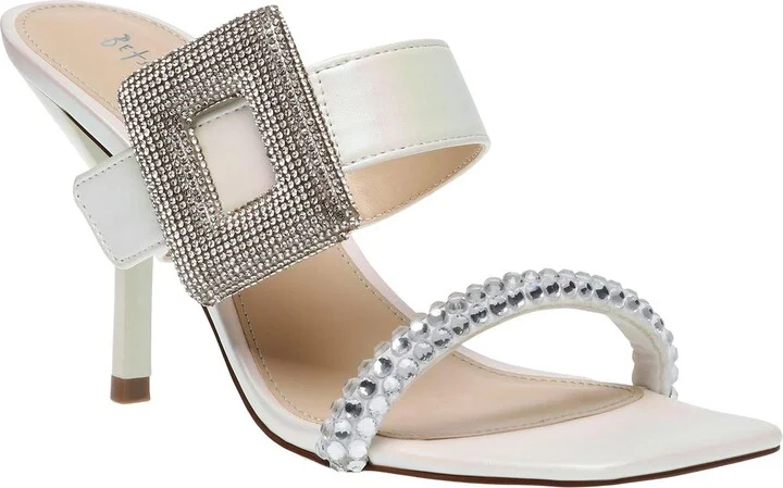 Womens Shimmer Oversized Buckle Mules