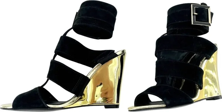 Women's Shine Wedge Suede Heels In Black