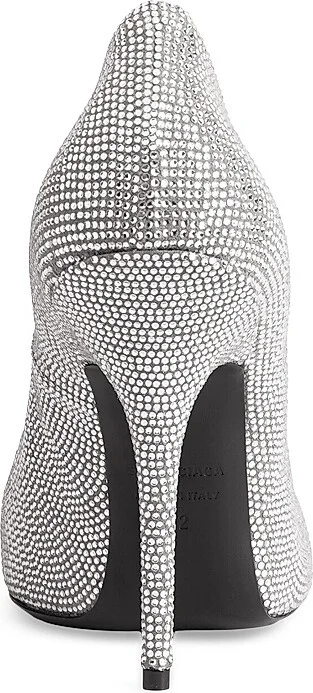 Women's Shoe Clutch Knife with Rhinestones - Silver - Image 4