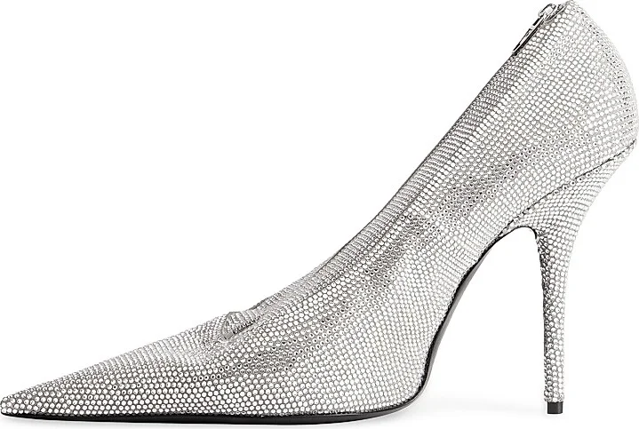Women's Shoe Clutch Knife with Rhinestones - Silver - Image 5