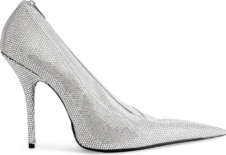 Women's Shoe Clutch Knife with Rhinestones - Silver