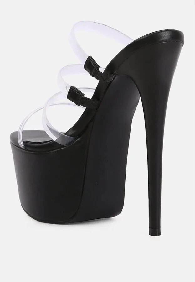 Womens Shots Up Ultra High Heel Clear Straps Sandals - Image 2
