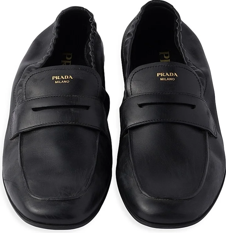 Women's Shuffle Antiqued Leather Loafers - Black - Size 6 - Image 3
