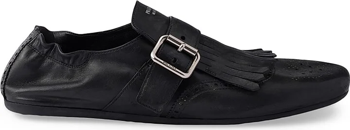 Women's Shuffle Fringed Monk Strap Shoes - Black - Size 6