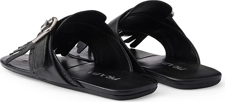 Women's Shuffle Leather Thong Sandals - Black - Size 7 - Image 3