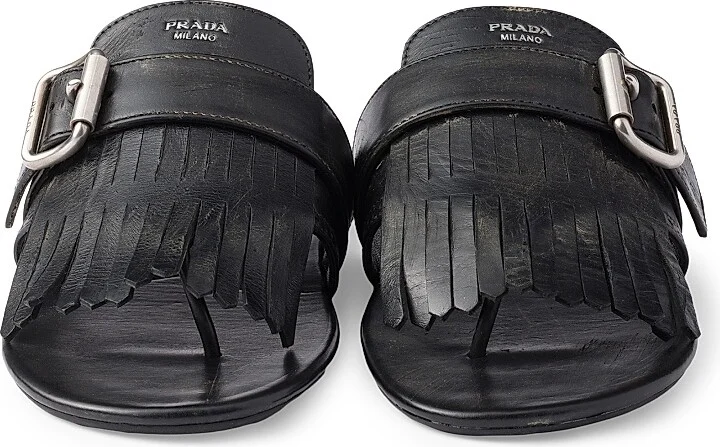 Women's Shuffle Leather Thong Sandals - Black - Size 7 - Image 4