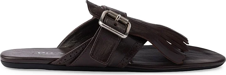 Women's Shuffle Leather Thong Sandals - Black - Size 7 - Image 10