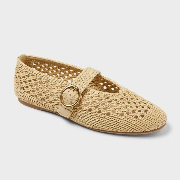 Women's Sia Knit Woven Mary Jane Flats - Universal Thread™ : Cushioned Insole, Buckle Closure