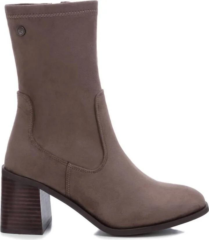 Women's Side Zip Booties In Taupe