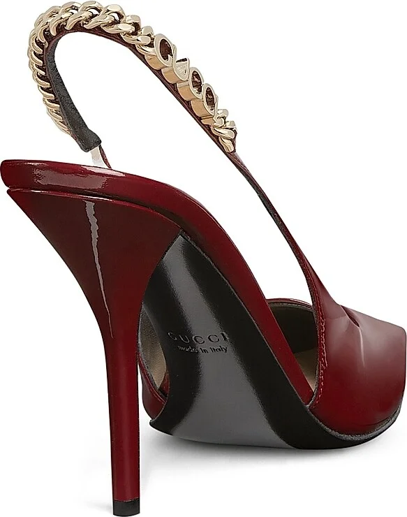 Women's Signoria 105MM Patent Leather Slingback Pumps - Ancora - Size 6 - Image 3