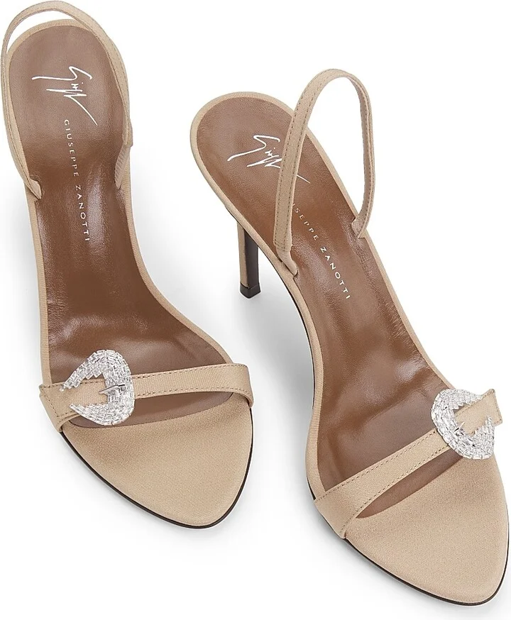 Women's Silk Slingback Sandals - Tan - Size 7.5 - Image 4