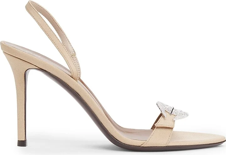 Women's Silk Slingback Sandals - Tan - Size 7.5