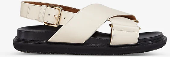 Womens Silk White Fussbett Crossover Leather Sandals Eur 38.5 / 5.5 Uk Women