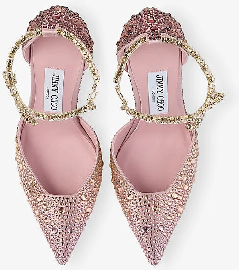 Womens Silky Blush Mix Stevie 100 Crystal-Embellished Satin Heels Eur 35 / 2 Uk Women - Image 2