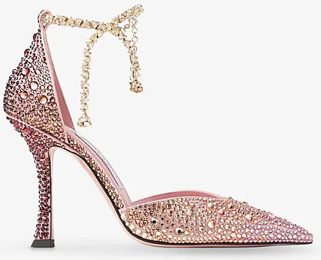Womens Silky Blush Mix Stevie 100 Crystal-Embellished Satin Heels Eur 35 / 2 Uk Women