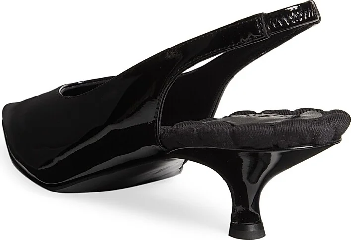 Women's Silvana 50MM Vegan Patent Leather Slingback Sandals - Black - Size 8.5 - Image 3
