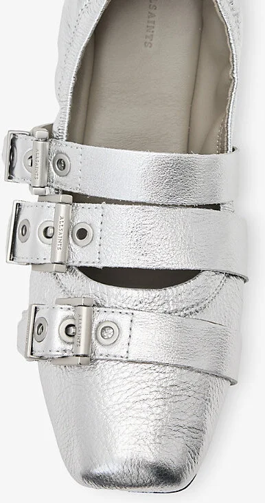 Womens Silver Aurora Metallic-Leather Ballet Flats Eur 40.5 / 7.5 Uk Women - Image 2