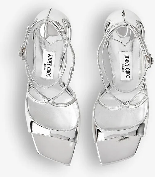 Womens Silver Azia 95 Leather Heeled Sandals Eur 42/ 9 Uk Women - Image 2