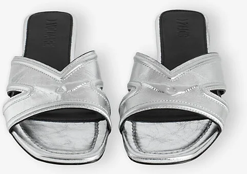 Womens Silver Azora Metallic-Leather Mules Eur 40 / 7 Uk Women - Image 2