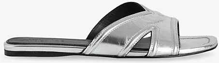 Womens Silver Azora Metallic-Leather Mules Eur 40 / 7 Uk Women