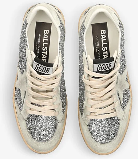 Womens Silver Ball Star 70136 Glitter-Embellished Leather Trainers Eur 38/5 Uk Women - Image 2