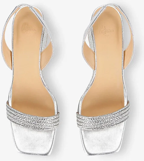 Womens Silver Barby Woven Metallic Heeled Sandals Eur 36 / 3 Uk Women - Image 2