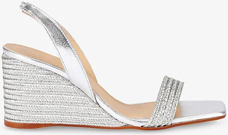 Womens Silver Barby Woven Metallic Heeled Sandals Eur 36 / 3 Uk Women