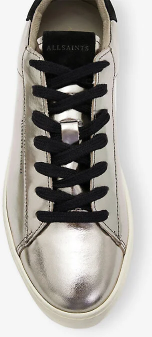Womens Silver/Black Shana Metallic Leather Low-Top Trainers Eur 37 / 4 Uk Women - Image 2