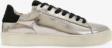 Womens Silver/Black Shana Metallic Leather Low-Top Trainers Eur 37 / 4 Uk Women