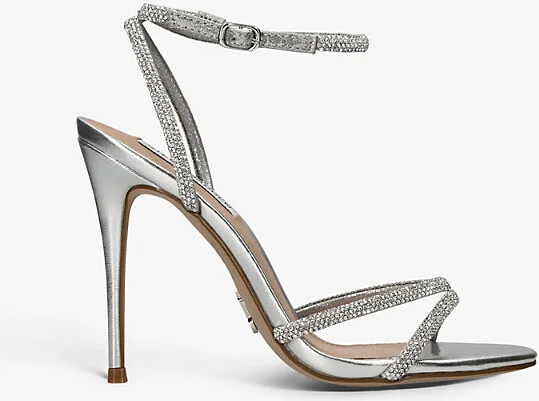 Womens Silver Bryanna Rhinestone-Embellished Metallic-Leather Sandals Eur 42/ 9 Uk Women