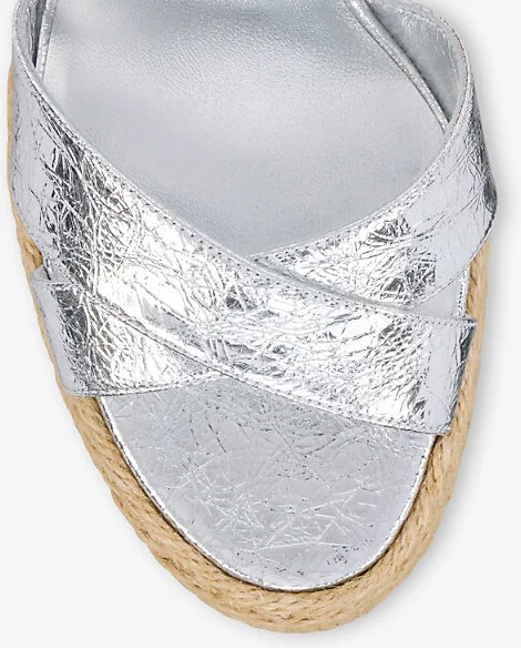 Womens Silver Calakala 85 Leather Heeled Espadrilles Eur 39 / 6 Uk Women - Image 2