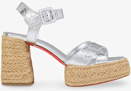 Womens Silver Calakala 85 Leather Heeled Espadrilles Eur 39 / 6 Uk Women