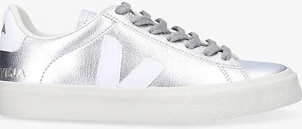 Womens Silver Campo Metallic Leather Low-Top Trainers Eur 36 / 3 Uk Women