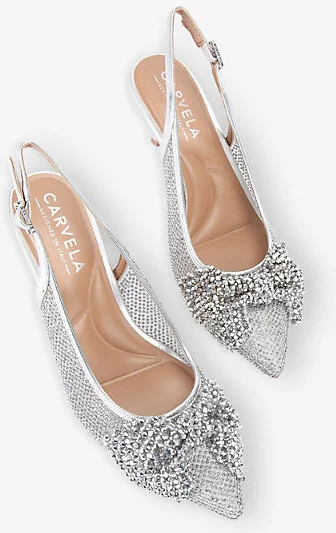 Womens Silver Chiara Bow Woven Slingback Courts Eur 37 / 4 Uk Women - Image 2
