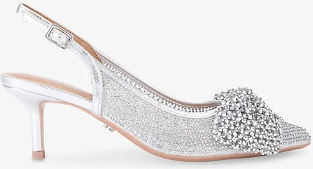 Womens Silver Chiara Bow Woven Slingback Courts Eur 37 / 4 Uk Women
