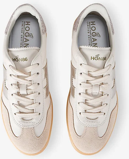 Womens Silver Com Cool Leather and Suede Low-Top Trainers Eur 37.5 / 4.5 Uk Women - Image 2