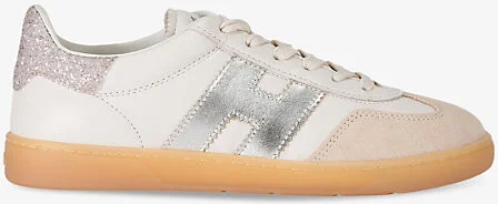 Womens Silver Com Cool Leather and Suede Low-Top Trainers Eur 37.5 / 4.5 Uk Women