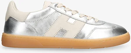 Womens Silver Com Cool Metallic-Leather Low-Top Trainers Eur 36 / 3 Uk Women