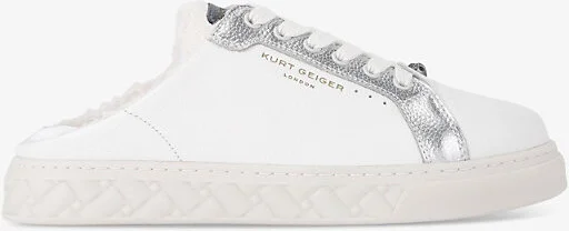Womens Silver Com Kensington Backless Leather Trainer Mules Eur 37 / 4 Uk Women