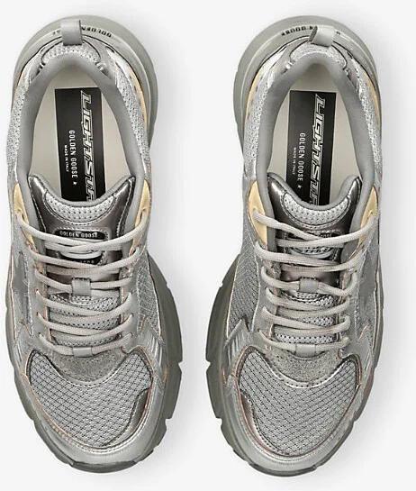 Womens Silver Com Lightstar 70138 Leather and Mesh Low-Top Trainers Eur 36 / 3 Uk Women - Image 2